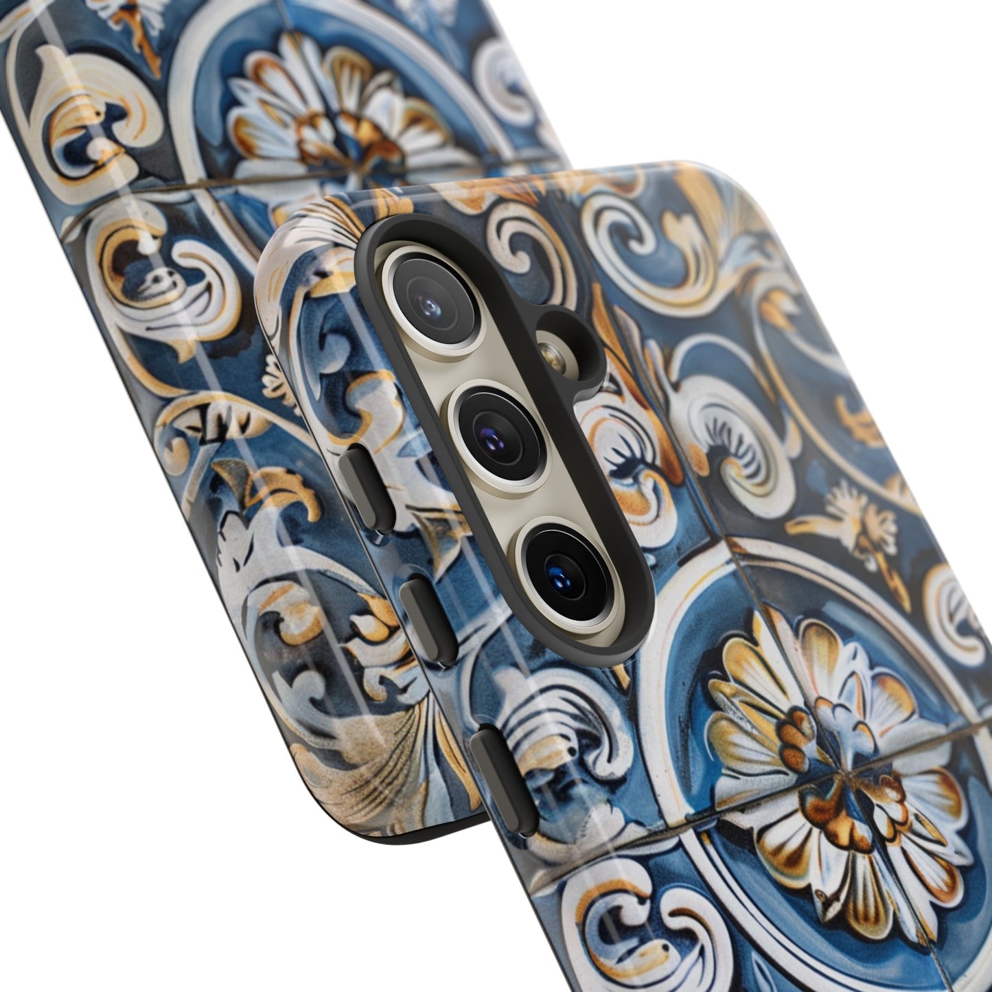 Azulejo Porcelain Blue & Creamy White Tile Mediterranean Design Phone Case