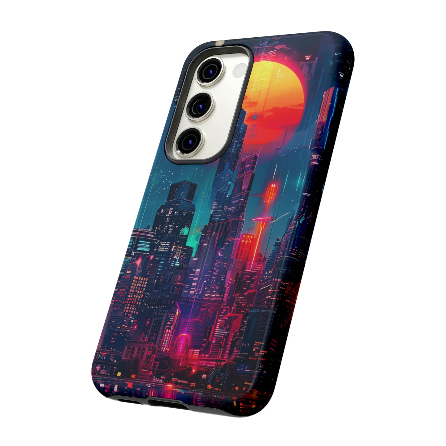 Cyberpunk Full Moon Cityscape Phone Case