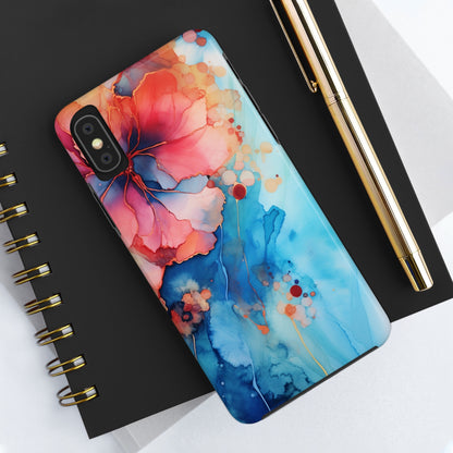 Marbled Floral Watercolor Phone Case | Embrace the Mesmerizing Multicolor Art