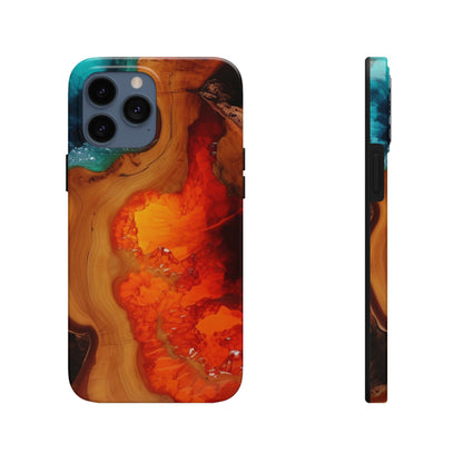 Faux Wood and Colorful Epoxy iPhone Case | Embrace the Beauty of Nature and Vibrant Artistry