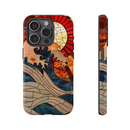 Japanese Rising Sun Phone Case Stained Glass Ocean Wave