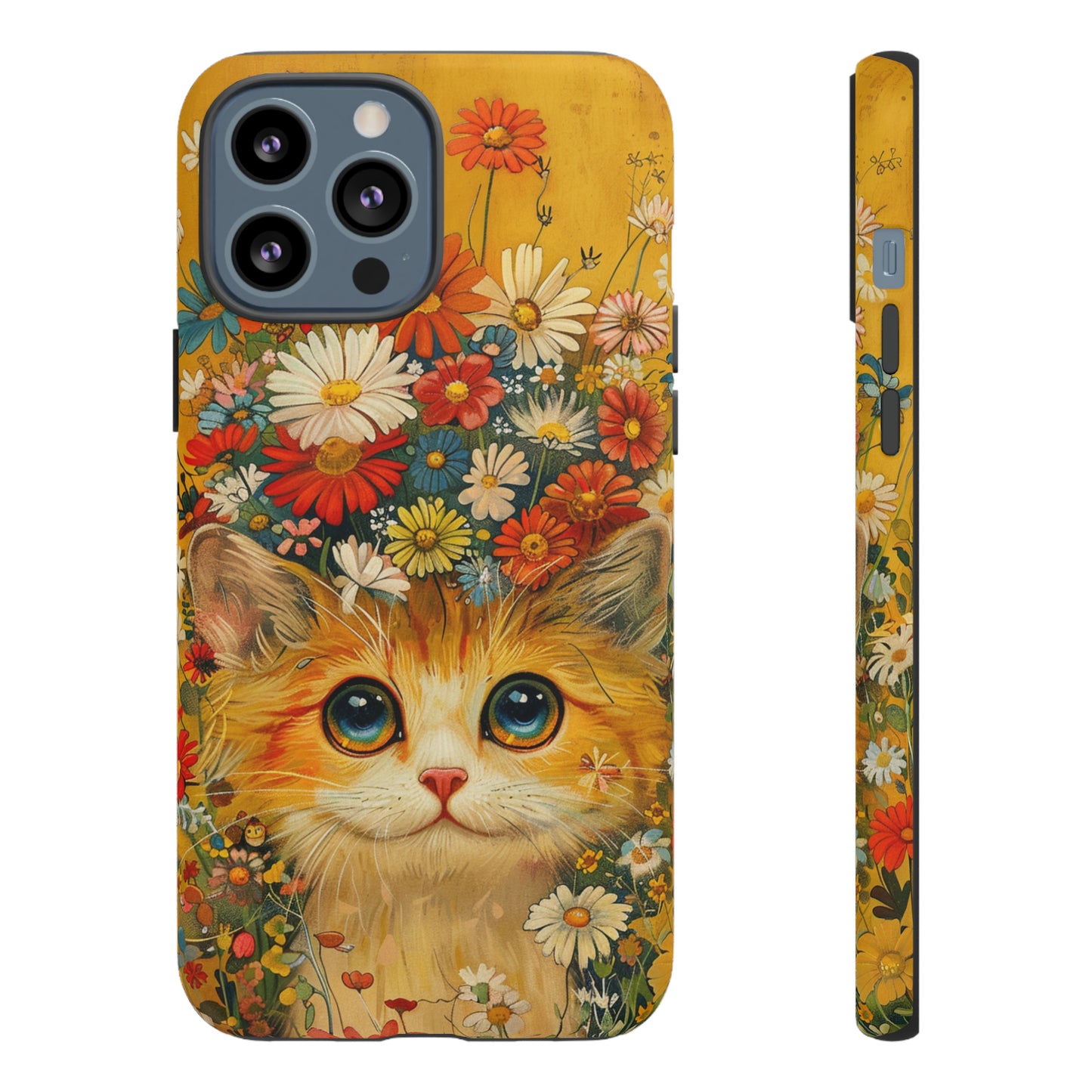 Cute Cat in Floral Garden Phone Case