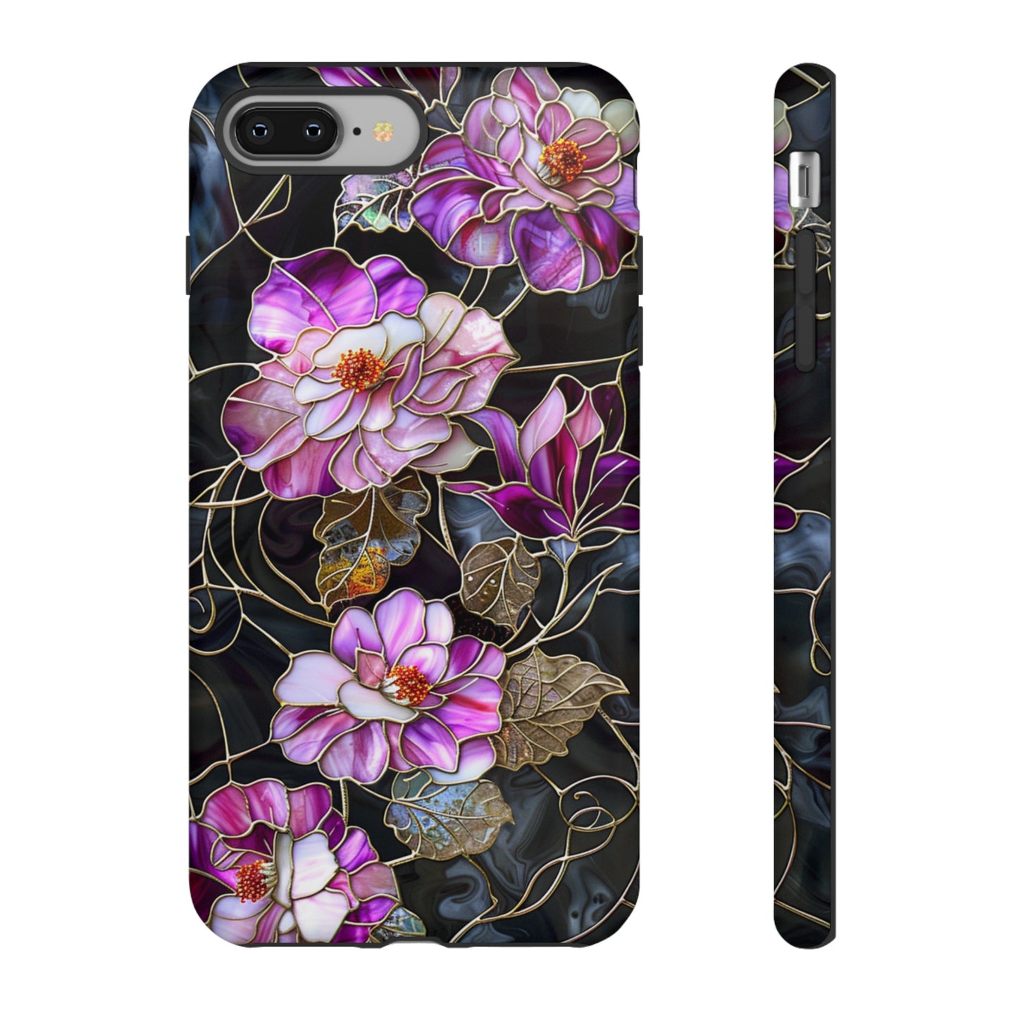 Magenta Color Floral Stained Glass Phone Case