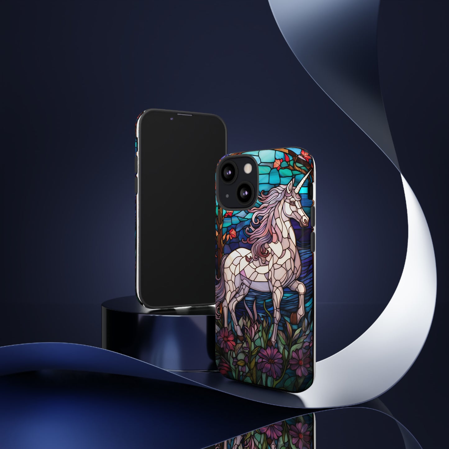 Unicorn Stained Glass iPhone, iPhone Case Retro Samsung Galaxy Phone Tough Case iPhone 15 14 Plus 13 12 7 8 Se Hippie Boho Style