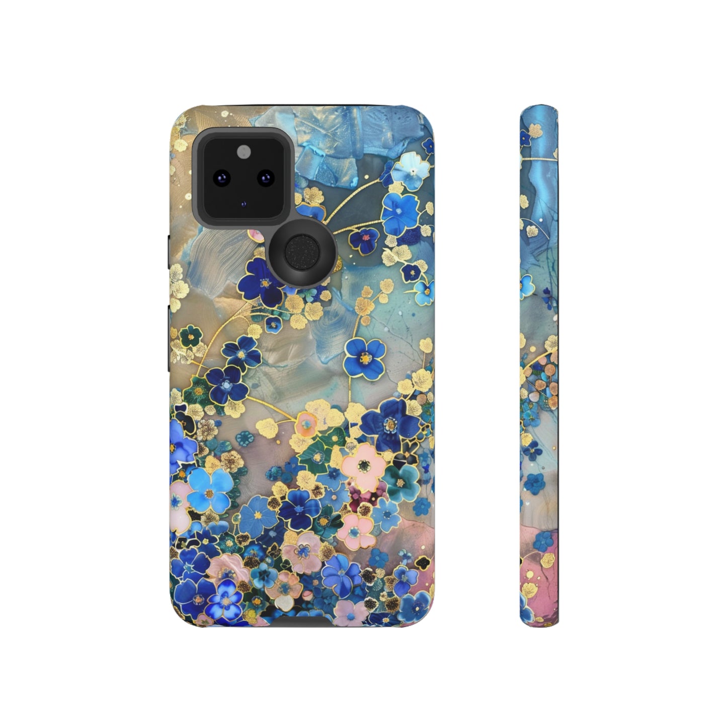 Forget Me Nots Gold Color Splash Floral Design Phone Case