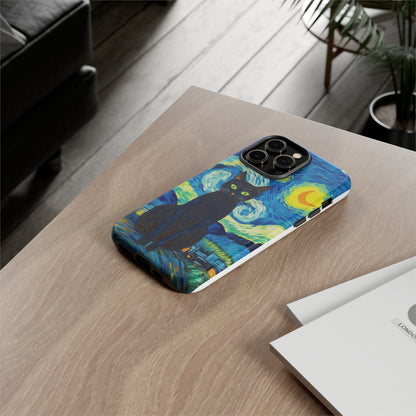 Starry Night Van Gogh Black Cat iPhone, Samsung Galaxy, Google Pixel  Case | Embrace Artistic Whimsy and Feline Charm