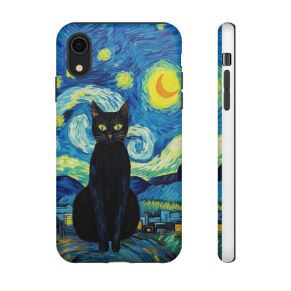 Starry Night Van Gogh Black Cat iPhone, Samsung Galaxy, Google Pixel  Case | Embrace Artistic Whimsy and Feline Charm