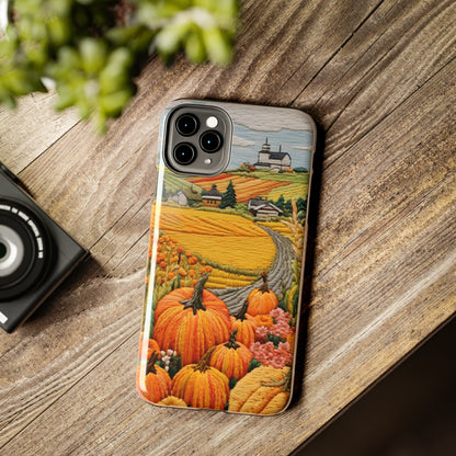 Harvest Hues: Halloween Pumpkin Patch | Embroidered Landscape for iPhone Range