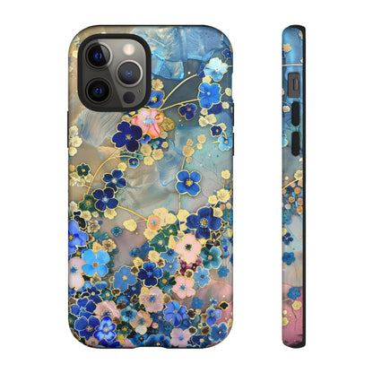 Forget Me Nots Gold Color Splash Floral Design Phone Case