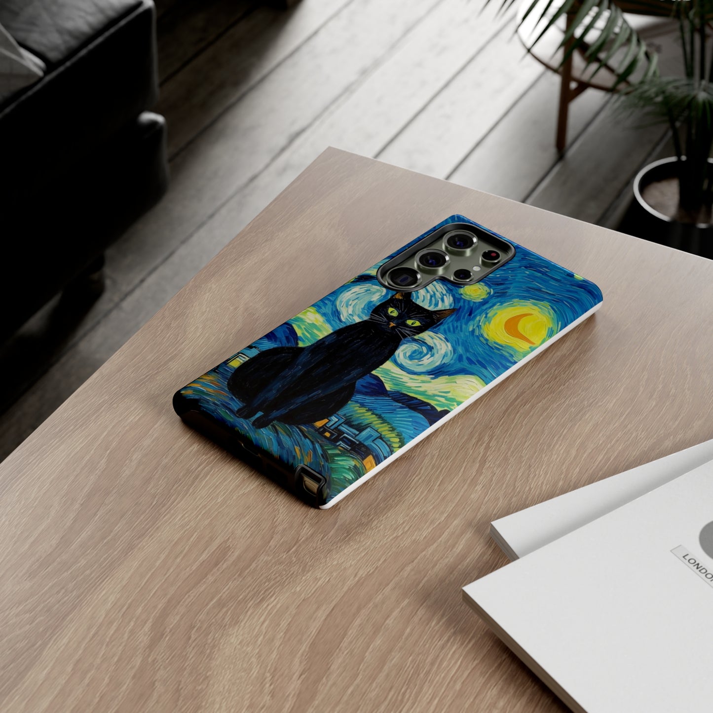 Starry Night Van Gogh Black Cat iPhone, Samsung Galaxy, Google Pixel  Case | Embrace Artistic Whimsy and Feline Charm