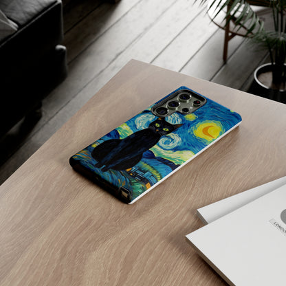 Starry Night Van Gogh Black Cat iPhone, Samsung Galaxy, Google Pixel  Case | Embrace Artistic Whimsy and Feline Charm