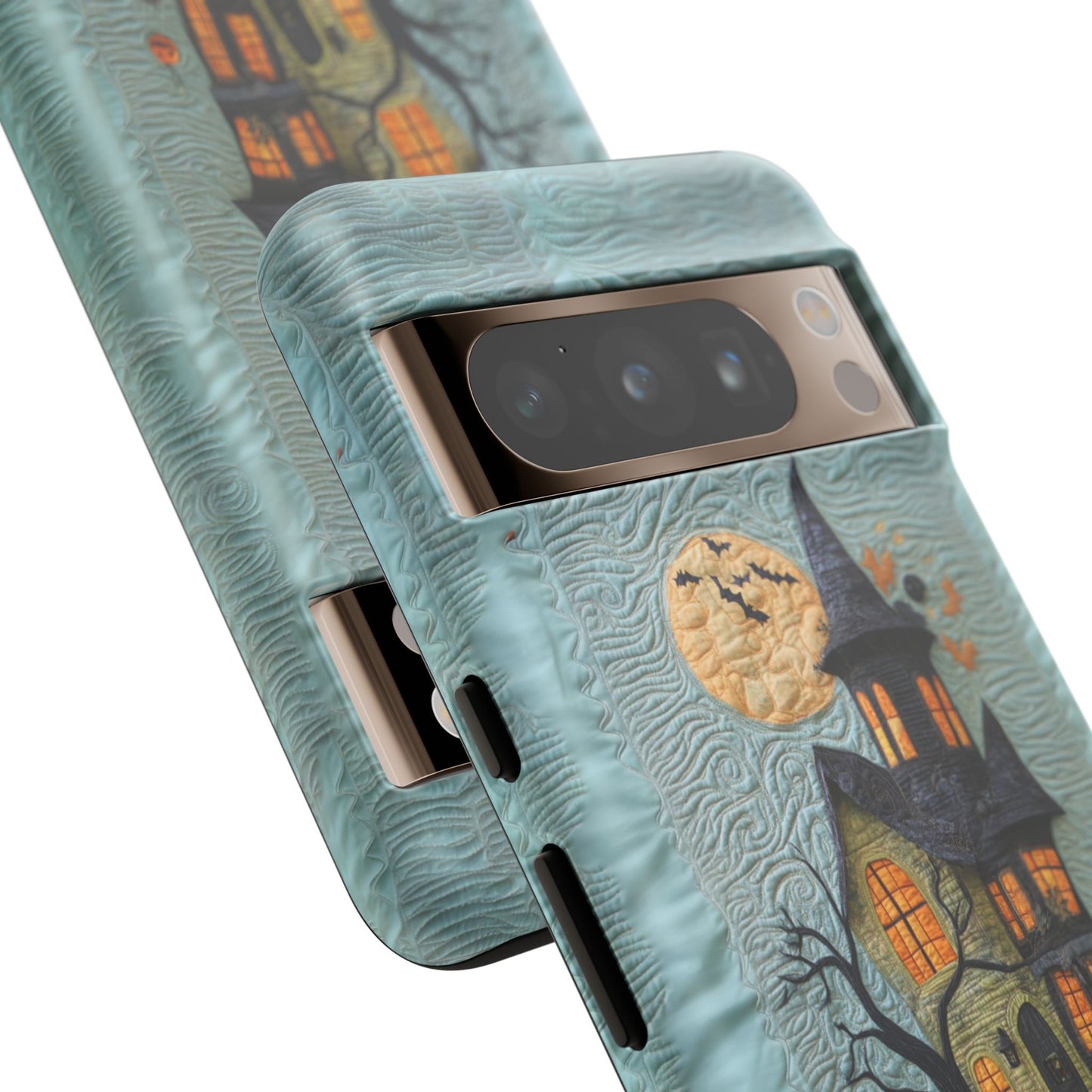 Halloween Haunted House Vintage Embroidery Style Phone Cover