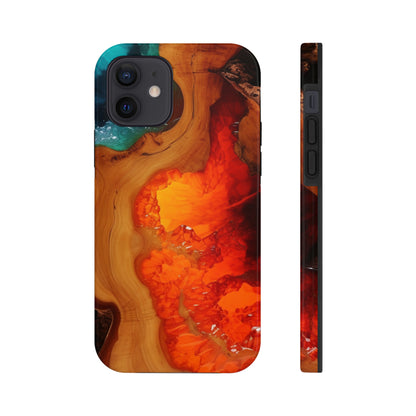 Faux Wood and Colorful Epoxy iPhone Case | Embrace the Beauty of Nature and Vibrant Artistry