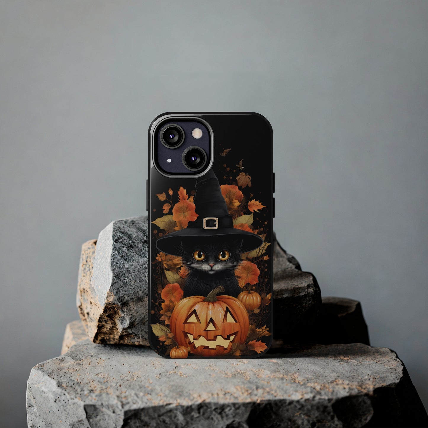 Trick or Treat Delight: Adorable Witch Cat Halloween Celebration | Whimsical iPhone Case