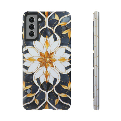 Art Deco Floral Gold & Blue Mosaic