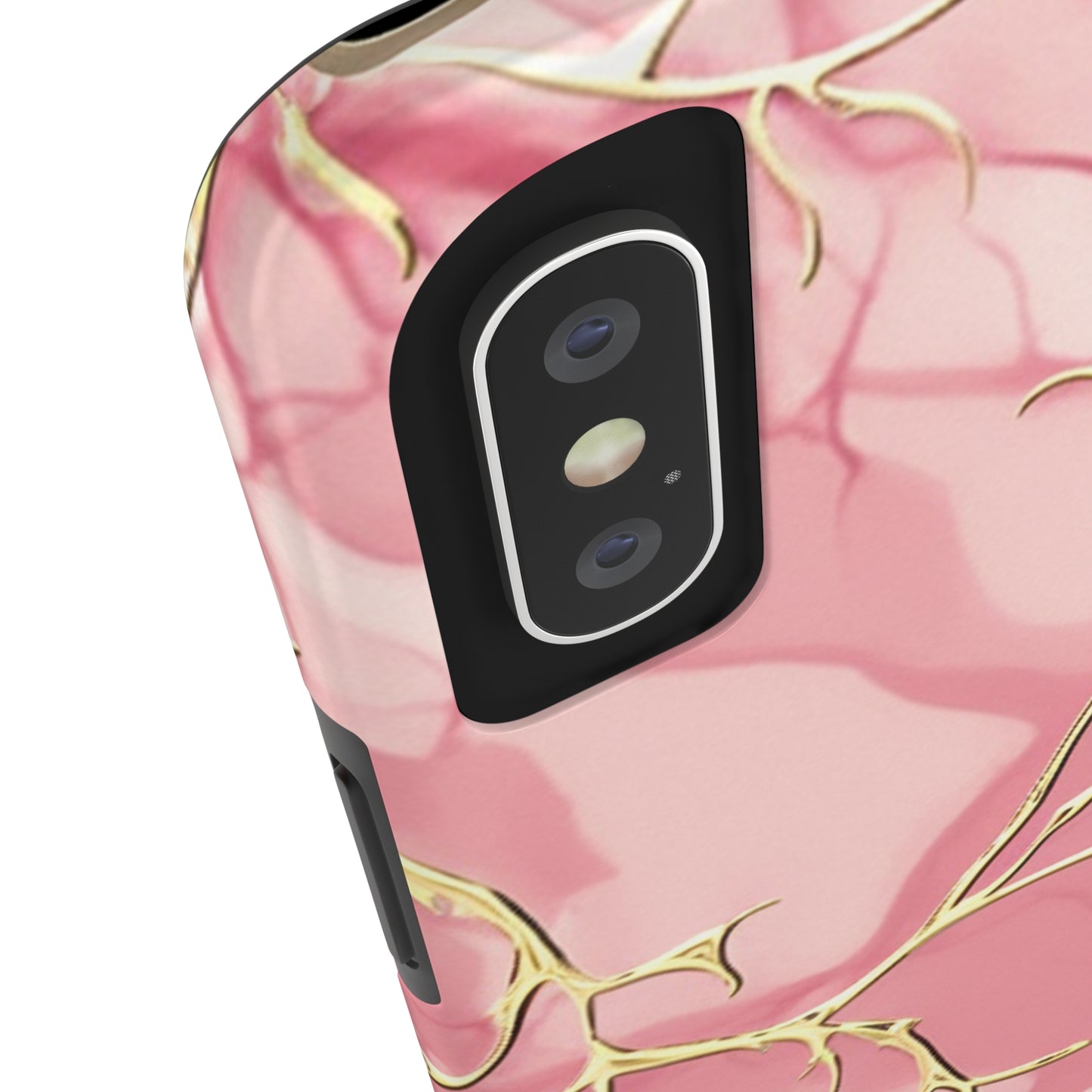 iPhone Elegance Unveiled: Pink & Gold Leaf Marble | Premium Tough iPhone Case