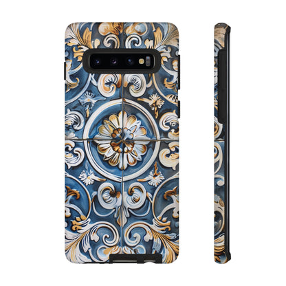 Azulejo Porcelain Blue & Creamy White Tile Mediterranean Design Phone Case