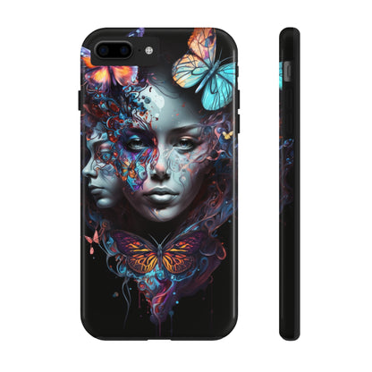 Synthwave Butterfly Girl Trippy Fantasy Art iPhone Case | Embrace the Futuristic Vibe with Whimsical Artistry