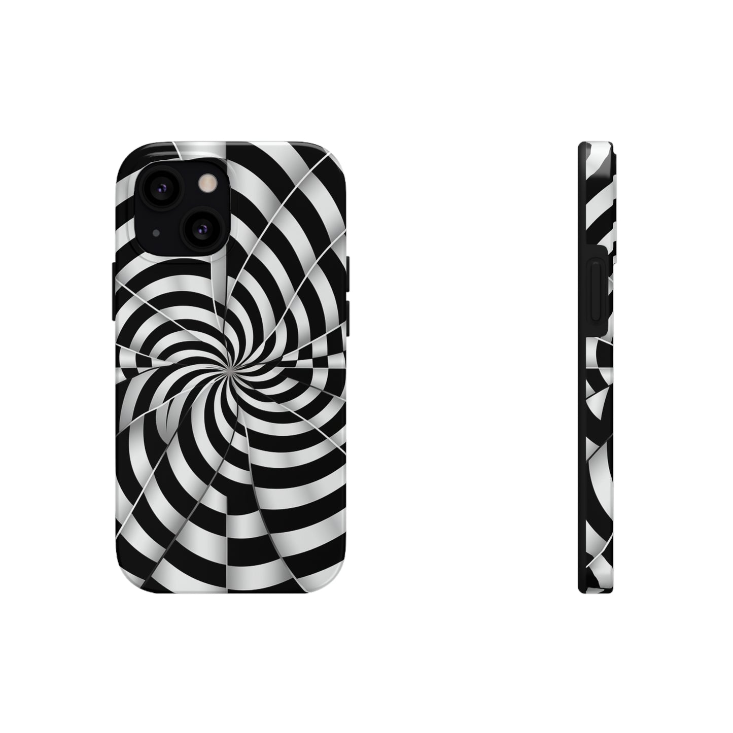 Trippy Black and White Optical Illusion Tough iPhone Case | Psychedelic Phone Cover