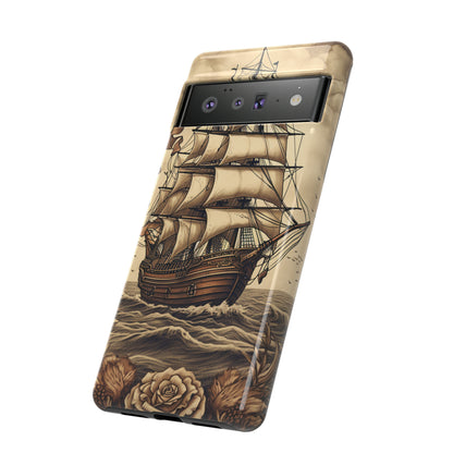 Vintage Tattoo Style Pirate Ship Phone Case