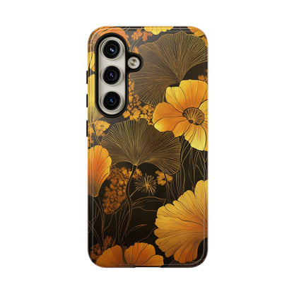 Gold Floral Art Deco White Marble Phone Case