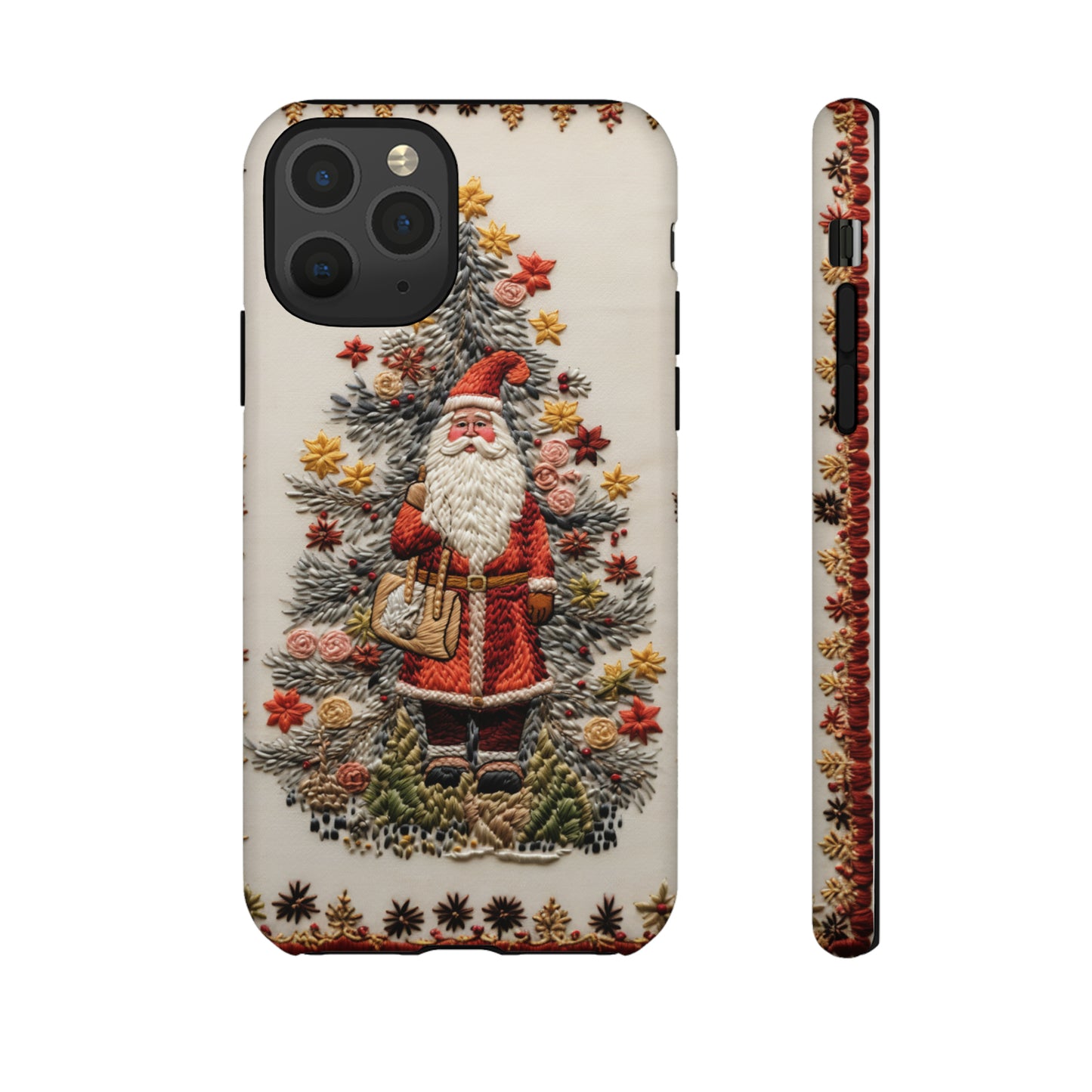 Vintage Embroidery Christmas Santa Phone Case