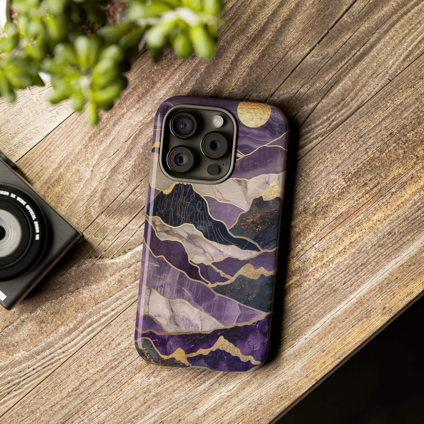 Abstract Purple Gold Mountain Phone Case