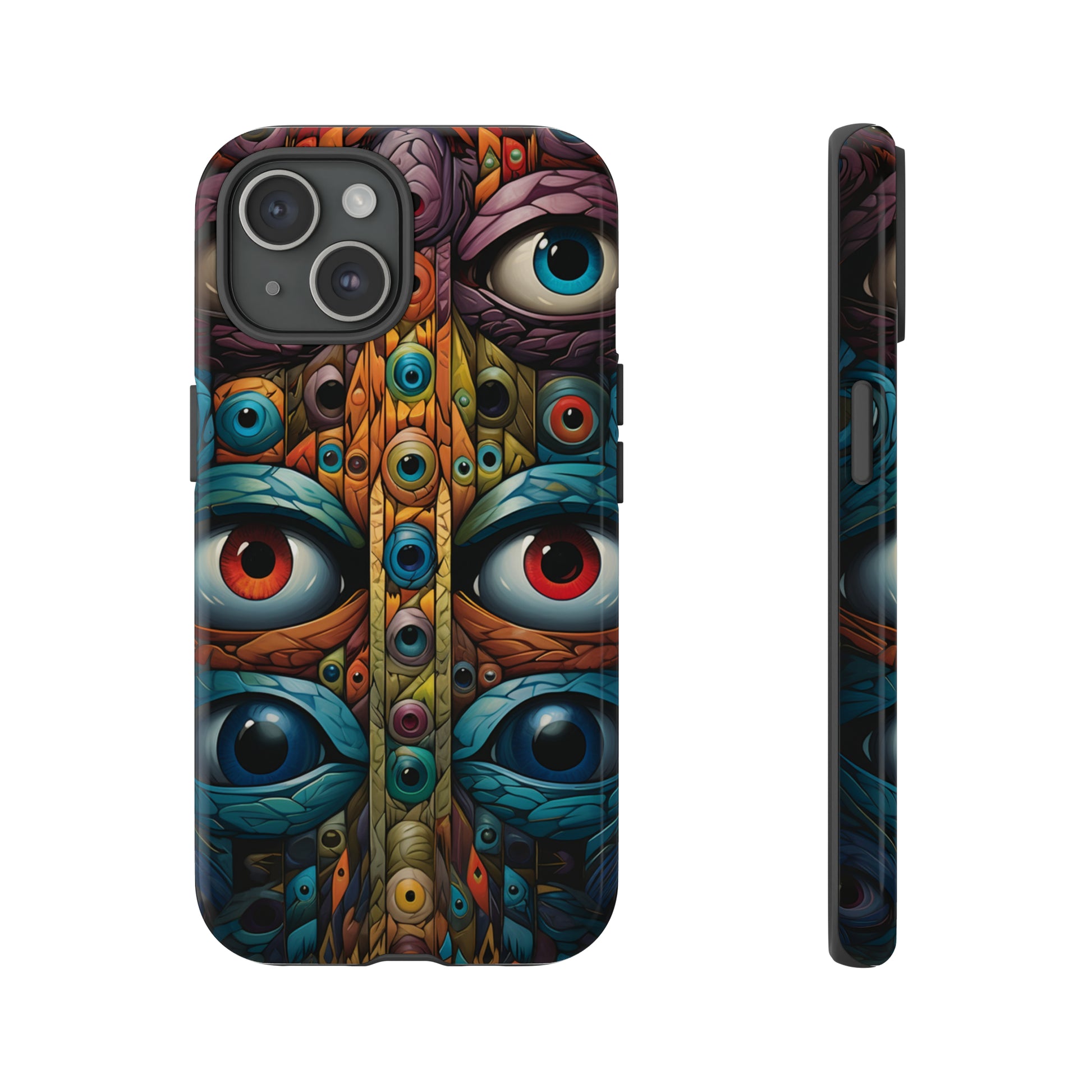 Psychedelic kaleidoscope design on iPhone 15 case