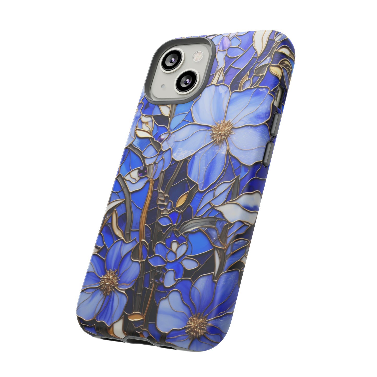 Periwinkle Stained Glass with Gold Inlay Phone Case for iPhone 15, 14, Pro Max, 13, 12 & Samsung Galaxy S23, S22, S21, Google Pixel