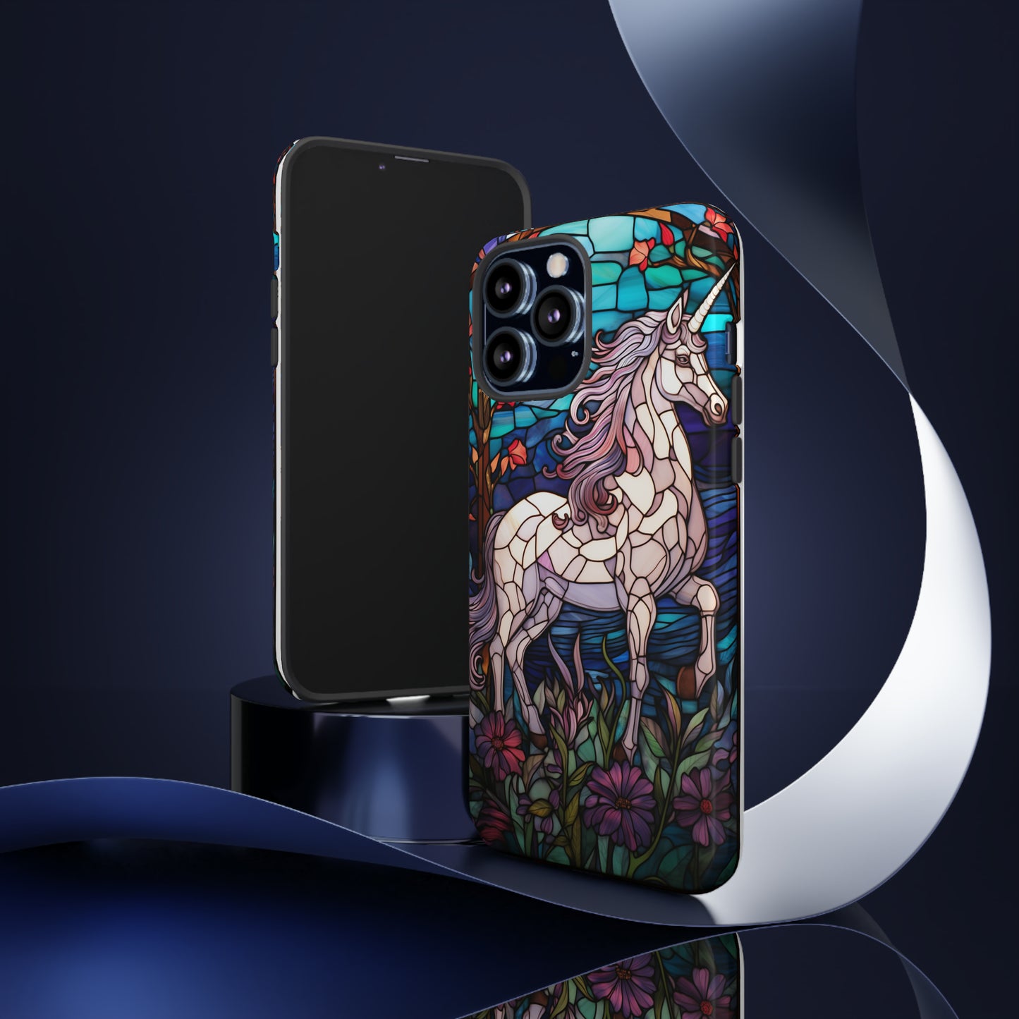 Unicorn Stained Glass iPhone, iPhone Case Retro Samsung Galaxy Phone Tough Case iPhone 15 14 Plus 13 12 7 8 Se Hippie Boho Style