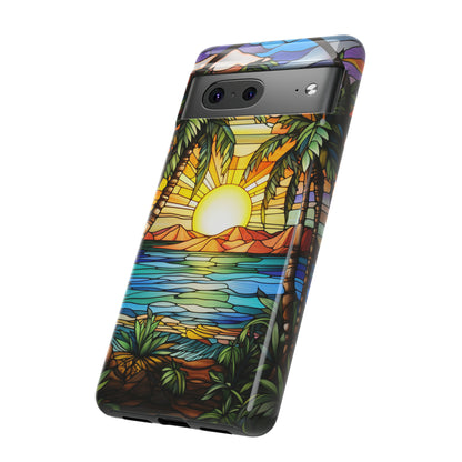 Tropical Stained Glass Sunset Beach