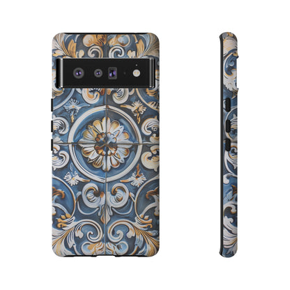 Azulejo Porcelain Blue & Creamy White Tile Mediterranean Design Phone Case