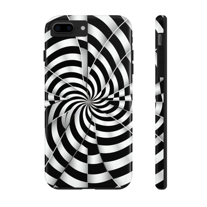 Trippy Black and White Optical Illusion Tough iPhone Case | Psychedelic Phone Cover