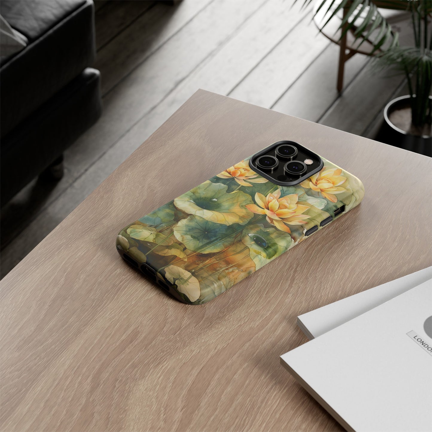 Zen Lotus Watercolor Painting iPhone 15 Case