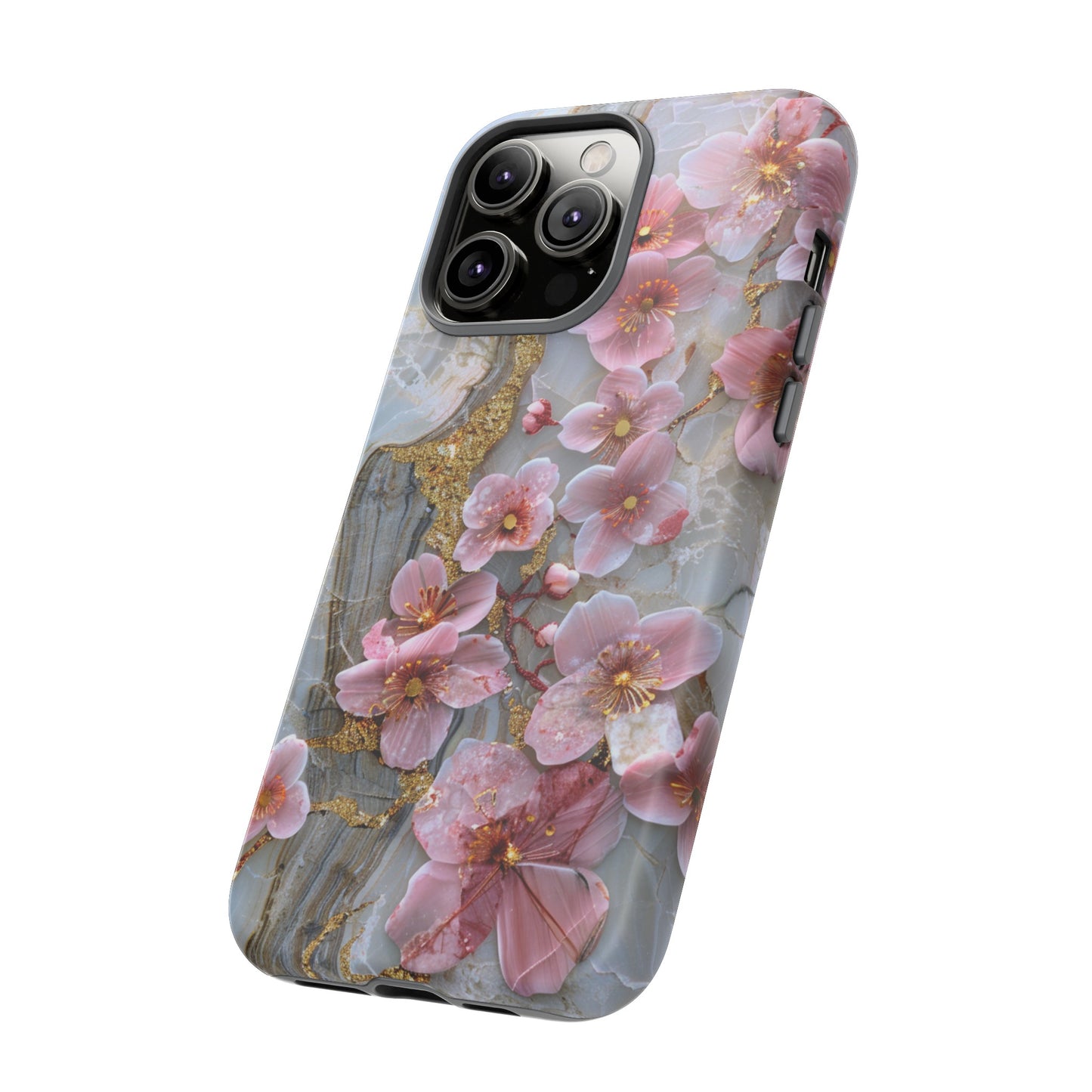 Pink Forget Me Nots Gold Floral Phone Case