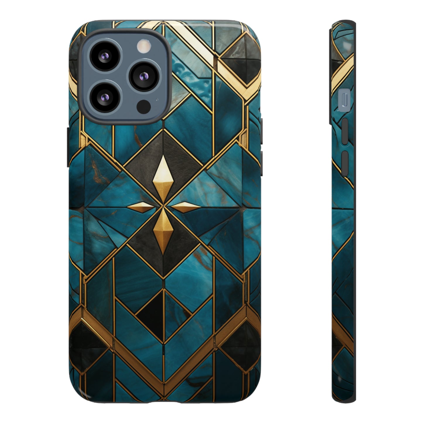 Gold and Blue Marble Mosaic Phone Case