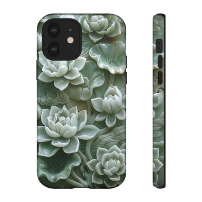 Green Jade Lotus Floral Art Phone Case