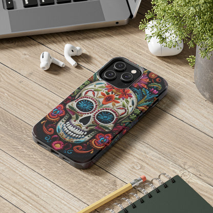 Embroidery Style Skulls Goth Dark Academia Tough Case iPhone Case