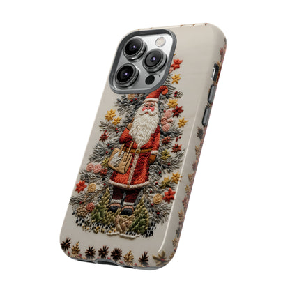 Vintage Embroidery Christmas Santa Phone Case