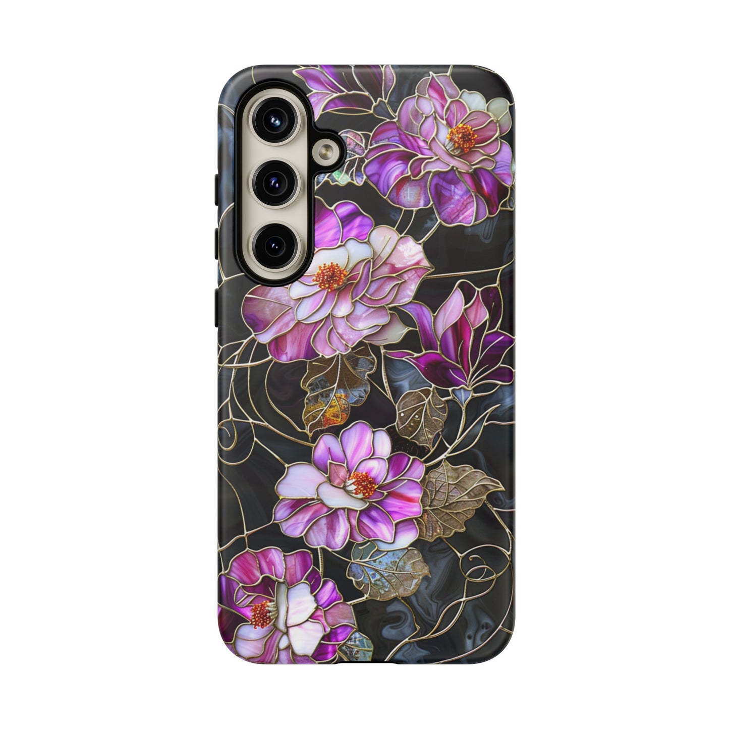 Magenta Color Floral Stained Glass Phone Case