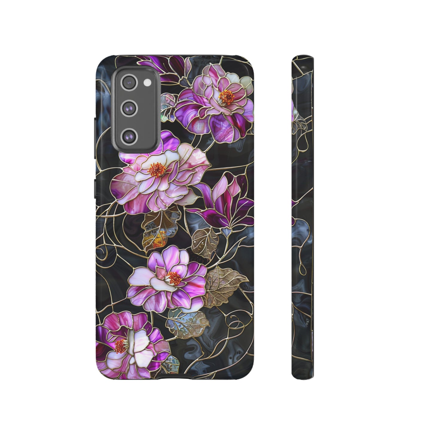 Magenta Color Floral Stained Glass Phone Case