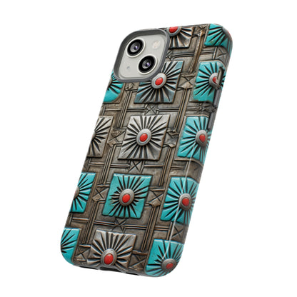 Vintage Navajo Native American Turquoise Concho Phone Case for iPhone 15, 14, 13, 12, 11 Pro Max, 14 Plus, iPhone XS Max, iPhone XR, iPhone 7, 8, 14, 15 Plus, SE