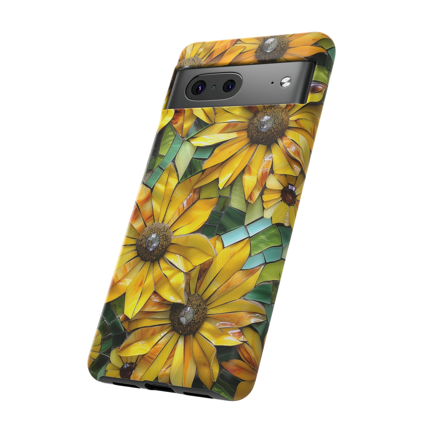 Yellow and Gold Daisy Mosaic Stained Glass Phone Case for iPhone 15, 14, Pro Max, 13, 12 & Samsung Galaxy S23, S22, S21, Google Pixel