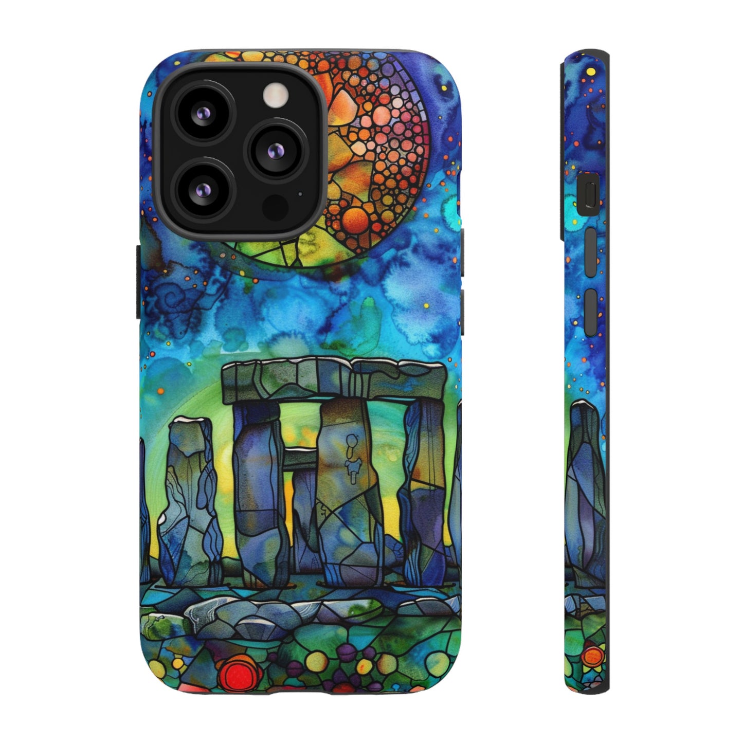 Stonehenge Neolithic Full Moon Stained Glass Watercolor Phone Cover