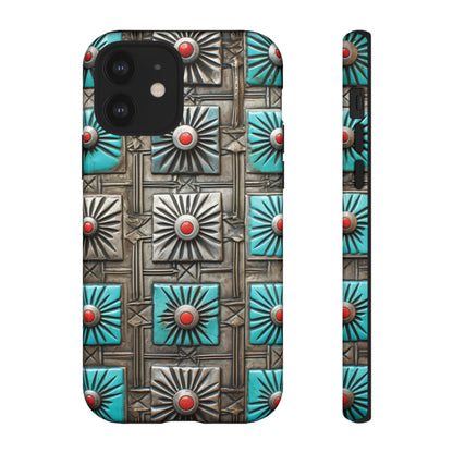 Vintage Navajo Native American Turquoise Concho Phone Case for iPhone 15, 14, 13, 12, 11 Pro Max, 14 Plus, iPhone XS Max, iPhone XR, iPhone 7, 8, 14, 15 Plus, SE