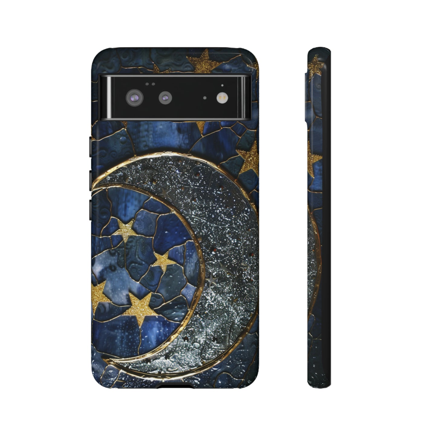 Moon Stars Stained Glass Starry Night Phone Case