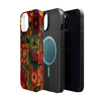 Retro Watercolor Abstract Floral Summer Style MagSafe Phone Case, iPhone 15 Case