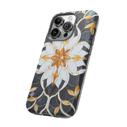 Art Deco Floral Gold & Blue Mosaic