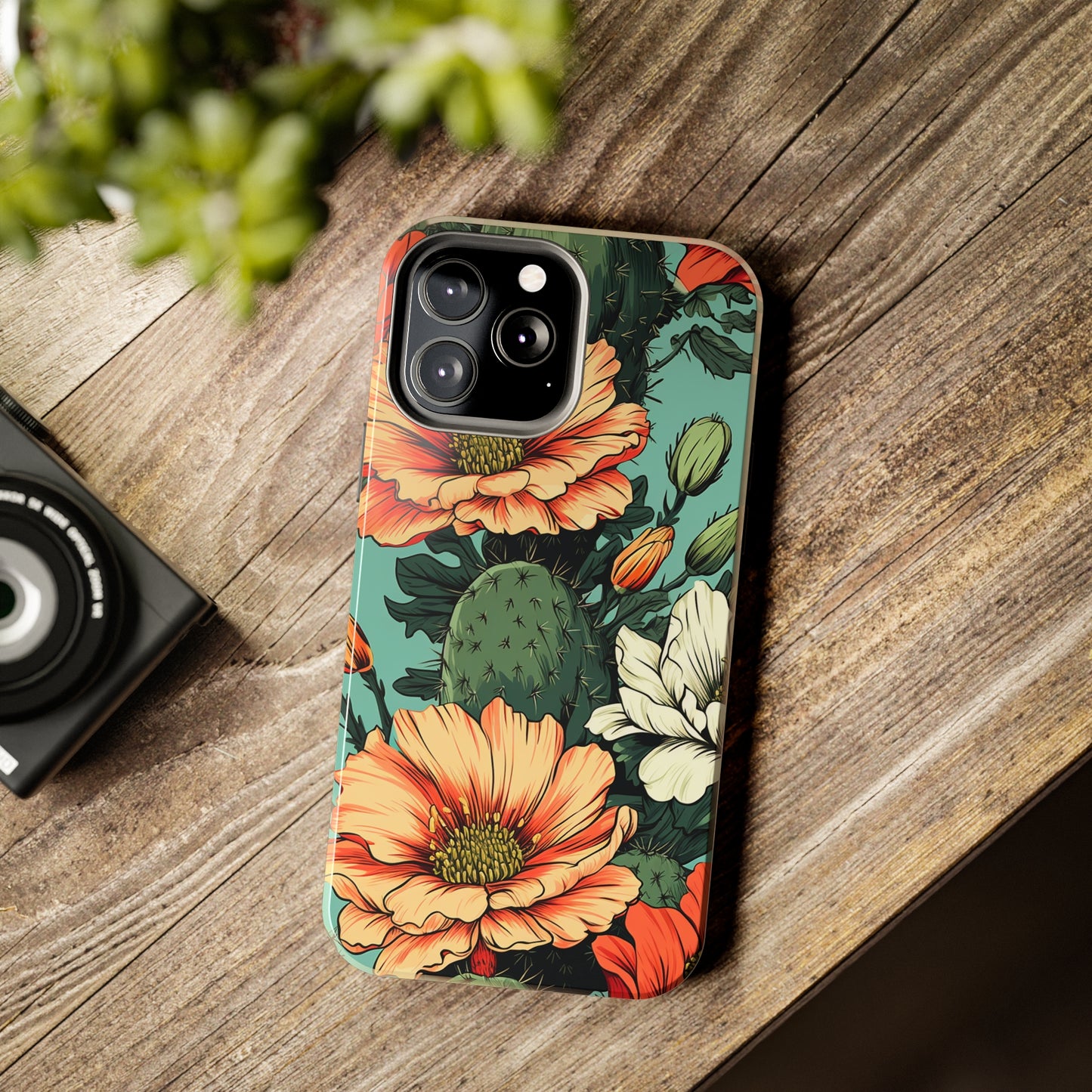 Desert Dream: Retro Vibe Cactus Tough iPhone Case