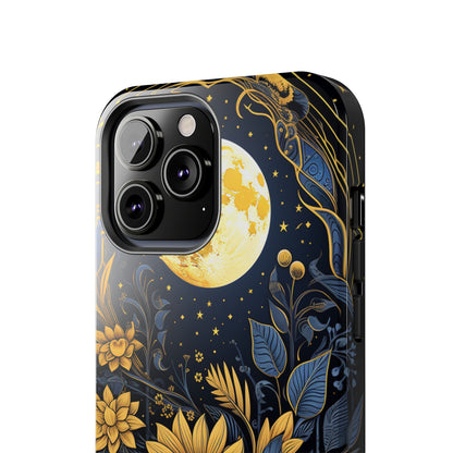 Starry Night Boho Meets Cottagecore: Floral Sun, Moon & Stars iPhone Case